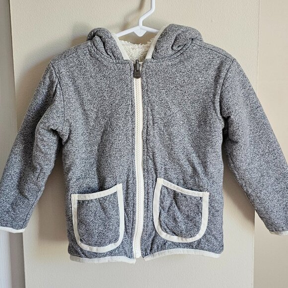 Roots Shearling Reversible Fleece Hoodie Salt Pepper - Picture 5 of 6